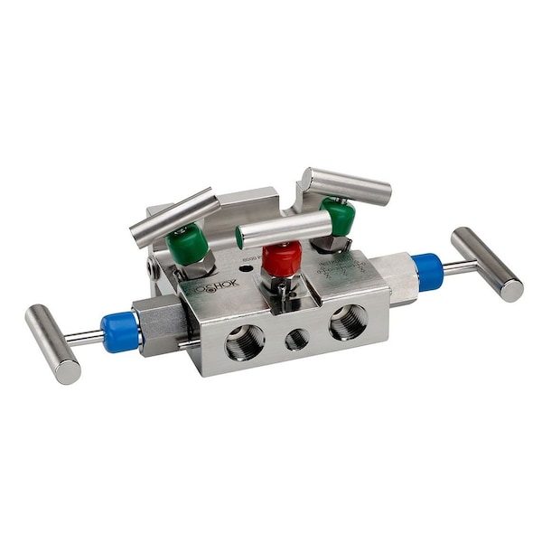 5 Valve Manifold, Soft Seat, Flange x 1/4 NPT Female, Steel, 0.187" Orifice